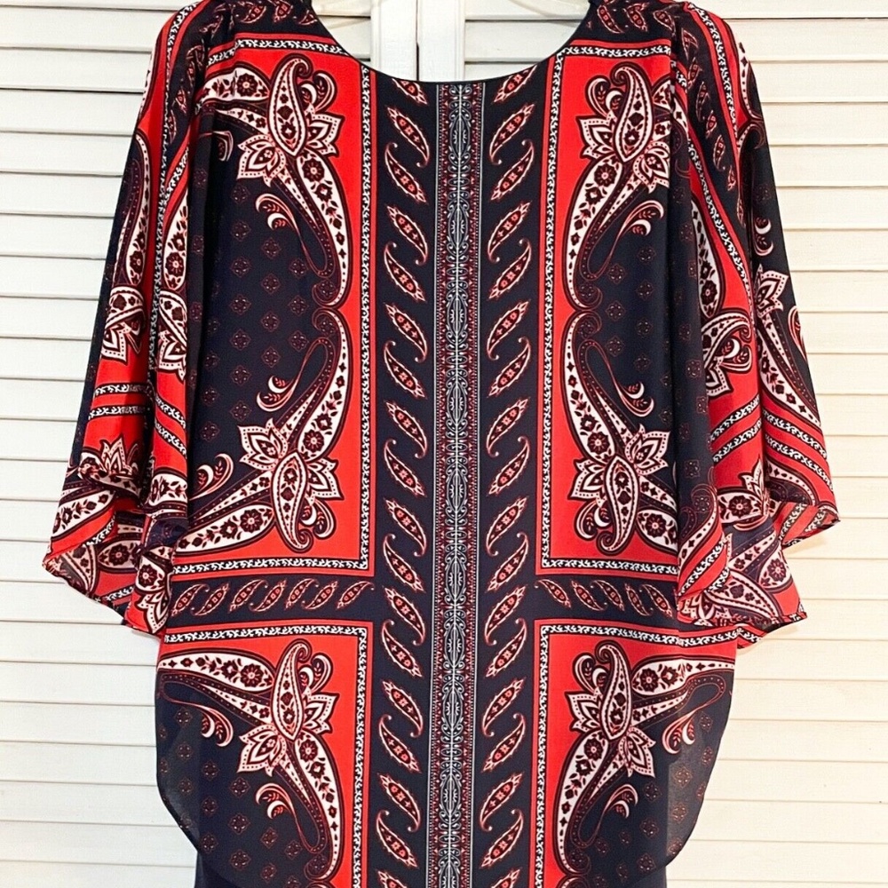 Ruby Rd - Butterfly- Cape Top - Navy/ Red - Size … - image 2